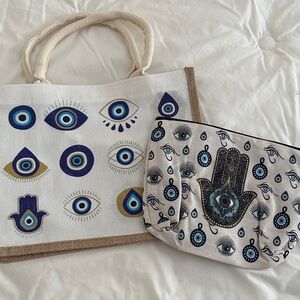 Source Unknown Eye Motif Tote and Clutch Set